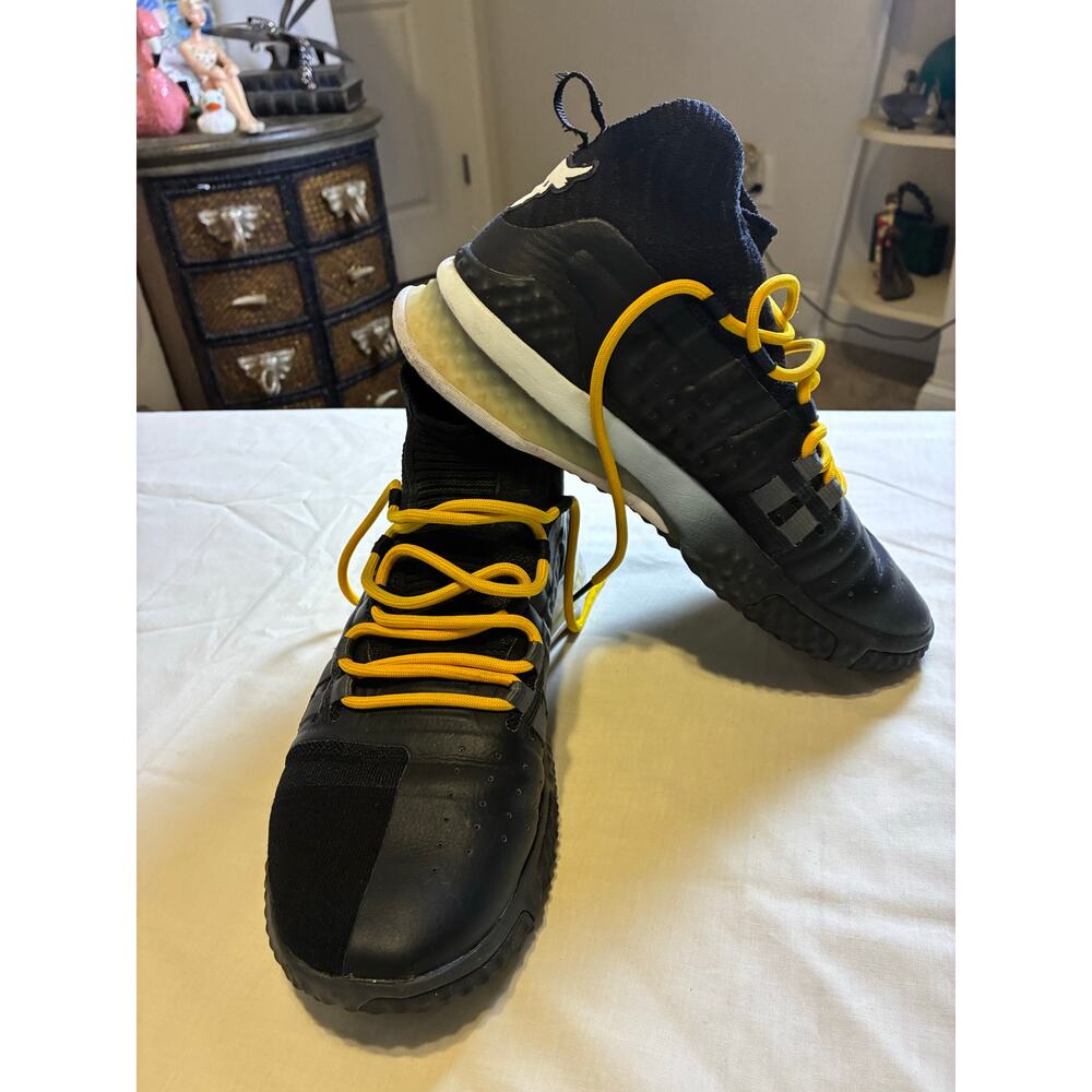 Under Armour Project Rock Shoes Mens 9 Black Yellow Training Blood Sweat Respect